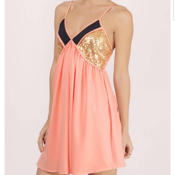 Coral Sequin Dress - Picture 1 of 6